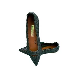 Zara Basics Black Woven Pointed Toe Ballet Flat